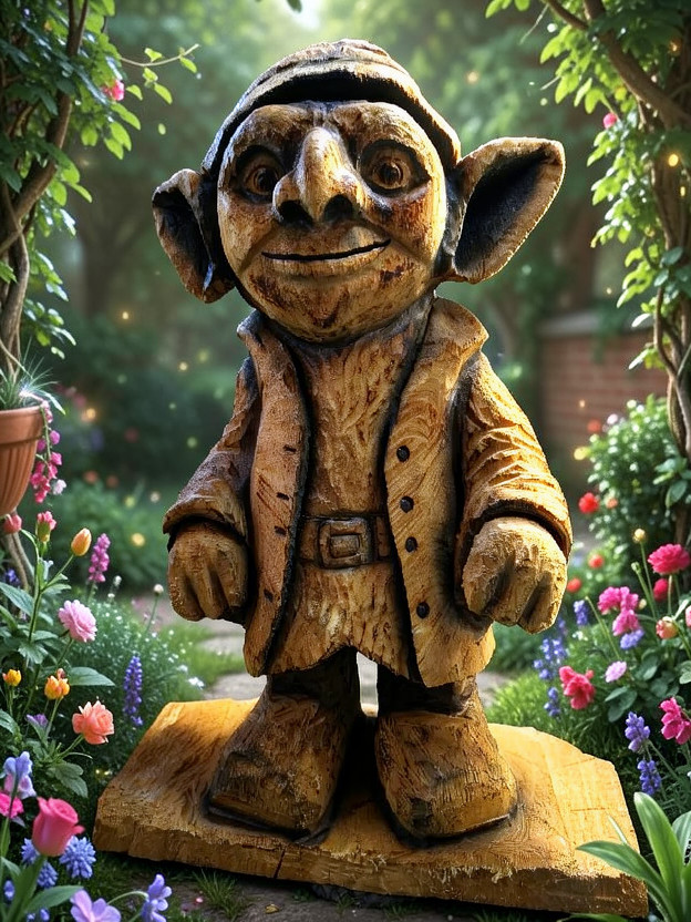 Chainsaw carved mystical elf