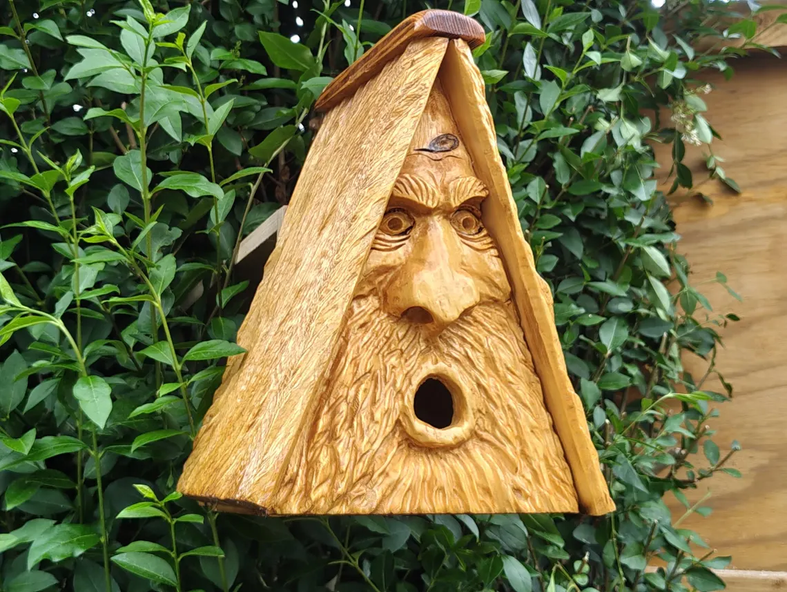 Wood spirit birdhouse